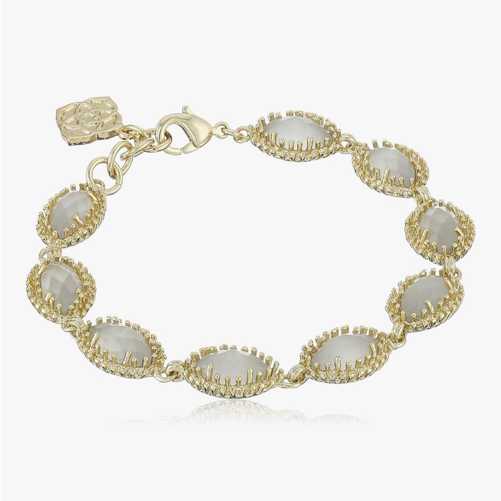 Vintage Discontinued Kendra Scott Jana Grey Opal Stones & 14k Gold Bracelet